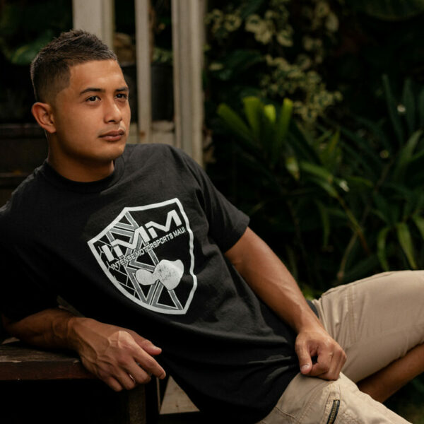 Black Hawaiian Print Emblem Intense Motorsports Maui Shirt